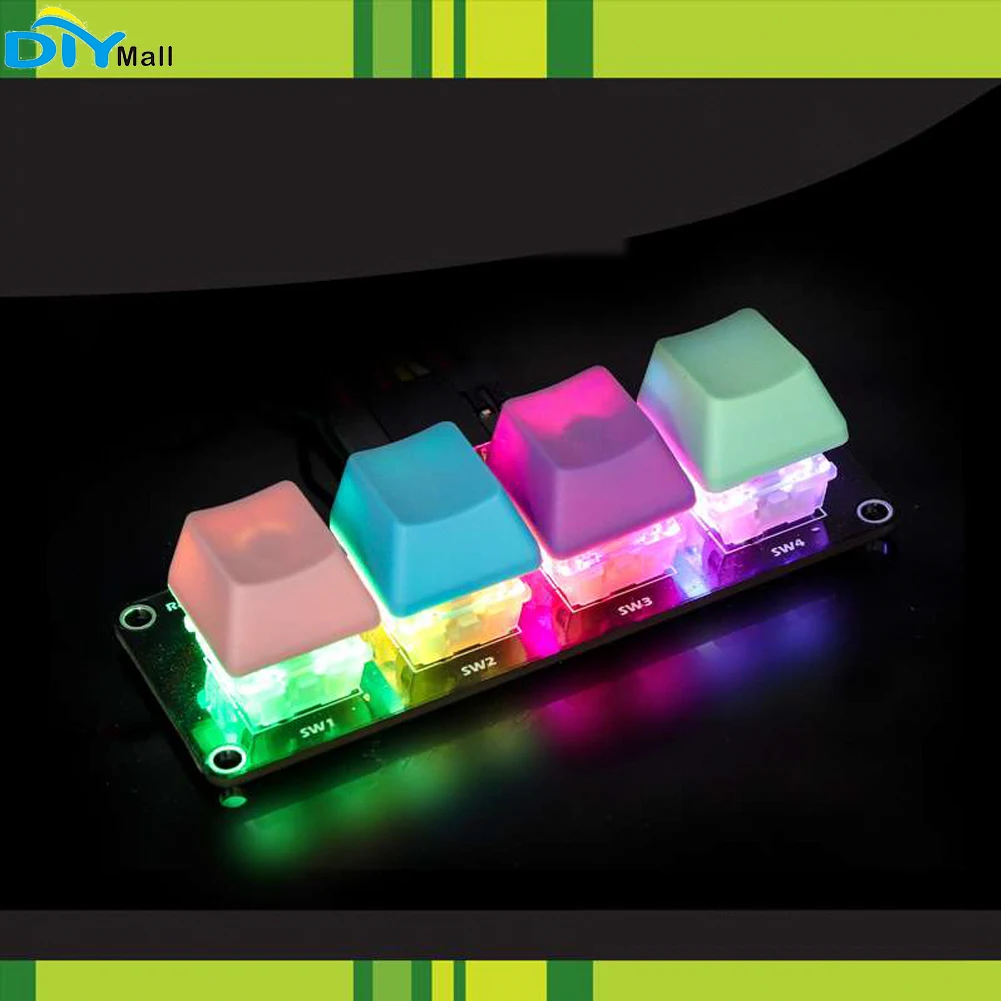 4 Keys RGB Mechanical Keyboard Keypad Module Rainbow LED MAX-Key X4 SK6812 RGB Full Color LED Button for Arduino Building Blocks
4 Keys RGB Mechanical Keyboard Keypad Module Rainbow LED MAX-Key X4 SK6812 RGB Full Color LED Button for Arduino Building Blocks