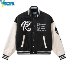 Woman Bombers Jacket Men's And Women's Autumn And Winter New 2021 National Fashion Color Blocking PU Leather Sleeve With Cotton
Woman Bombers Jacket Men's And Women's Autumn And Winter New 2021 National Fashion Color Blocking PU Leather Sleeve With Cotton