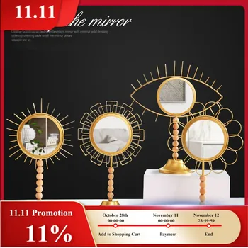 Table Decorative Vanity Mirrors Nordic Fashion Iron Geometric Makeup Mirror Creative Desktop Practical Golden Decoration Crafts
Table Decorative Vanity Mirrors Nordic Fashion Iron Geometric Makeup Mirror Creative Desktop Practical Golden Decoration Crafts