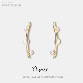 Yhpup 2019 Fashion Minimalist Long Copper Imitation Pearls Stud Earrings Rhinestone S925 14 K Brincos for Women pendientes mujer 
Yhpup 2019 Fashion Minimalist Long Copper Imitation Pearls Stud Earrings Rhinestone S925 14 K Brincos for Women pendientes mujer
