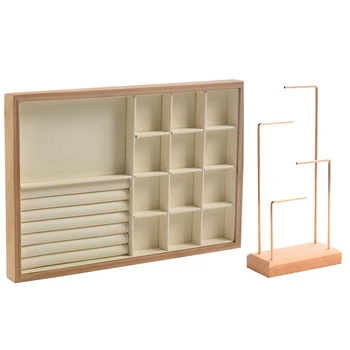 1 Pcs Bamboo Wood Jewelry Display Jewellery Tray Ring Holder & 1 Pcs Ring Display Holder Pendant Earrings Display Stand
1 Pcs Bamboo Wood Jewelry Display Jewellery Tray Ring Holder & 1 Pcs Ring Display Holder Pendant Earrings Display Stand