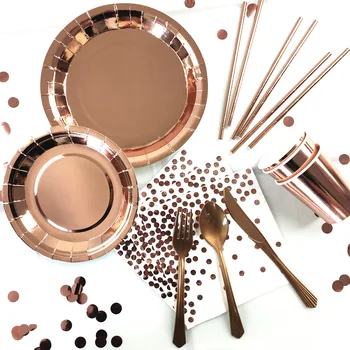 Rose Gold Disposable Tableware Set Plate Napkins Straws Cup Table Runner Happy Birthday Balloon Set Party Wedding Decor Supplies
Rose Gold Disposable Tableware Set Plate Napkins Straws Cup Table Runner Happy Birthday Balloon Set Party Wedding Decor Supplies