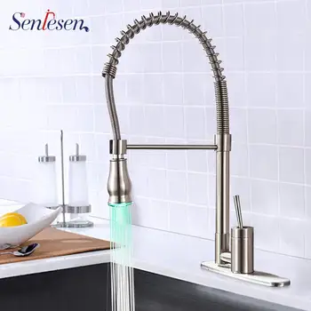 Senlesen LED Kitchen Faucets Brush Brass Faucets for Kitchen Sink Single Lever Pull Out Spring Spout Mixers Tap
Senlesen LED Kitchen Faucets Brush Brass Faucets for Kitchen Sink Single Lever Pull Out Spring Spout Mixers Tap