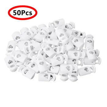 

50Pcs Plastic Toggle Single Hole Spring Loaded Elastic Drawstring Cord Locks Clip Ends Lanyard Stopper Sliding Fastener Buttons