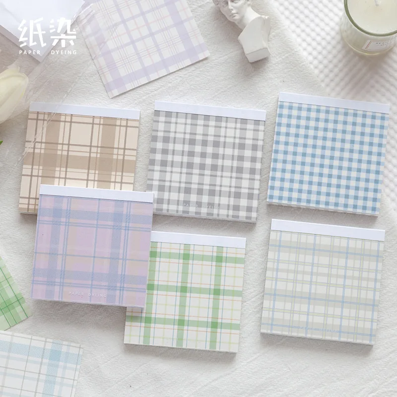 

100 Pages Cute Kawaii Plaid Series Memo Pad Sticky Notes Stationery Message Posted It Planner Stickers Notepads Office School
