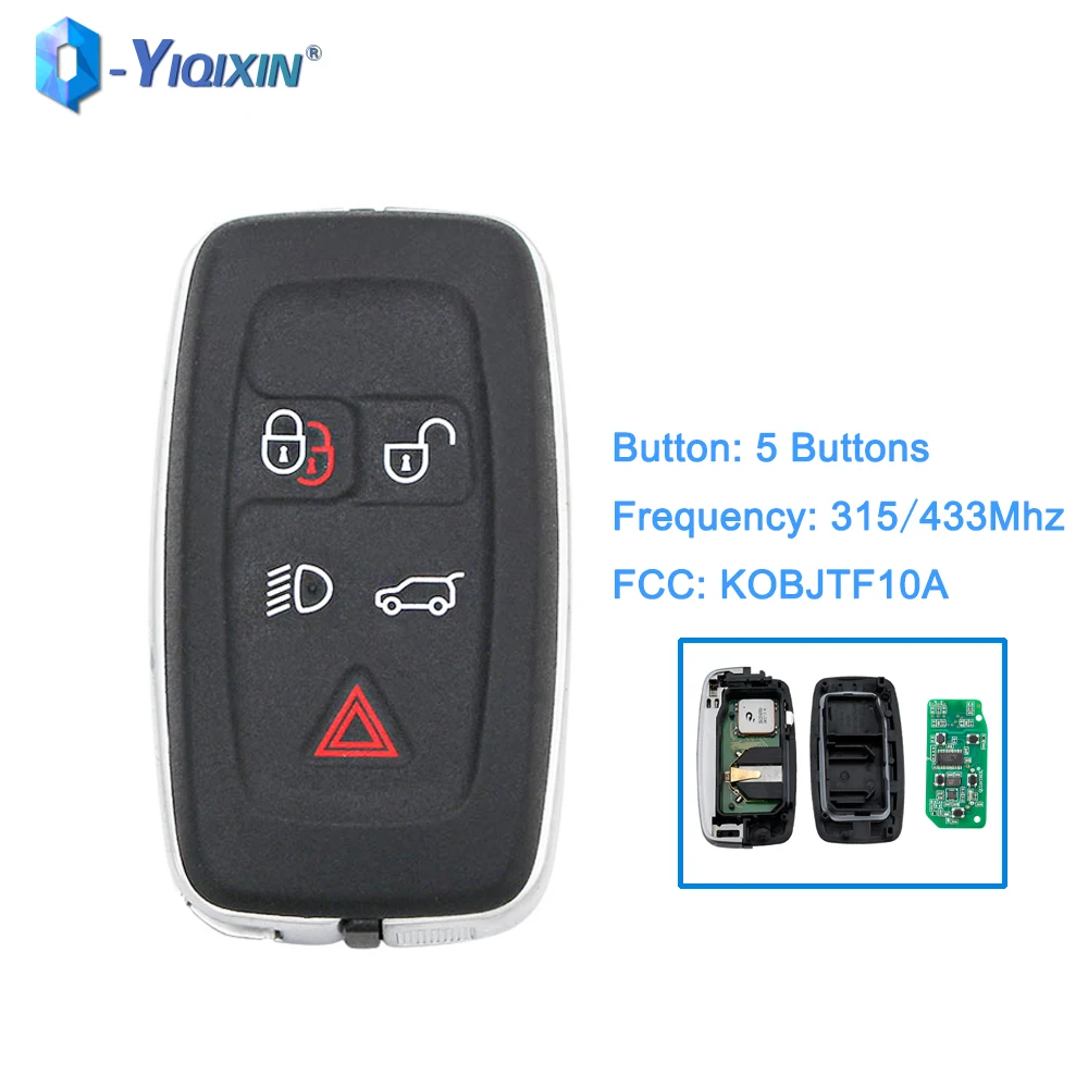 

YIQIXIN 5 Button 315/433Mhz Remote Car Key For Land Rover LR2 LR4 Range Evoque Sport KOBJTF10A Smart Control Fob Auto Keyless Go