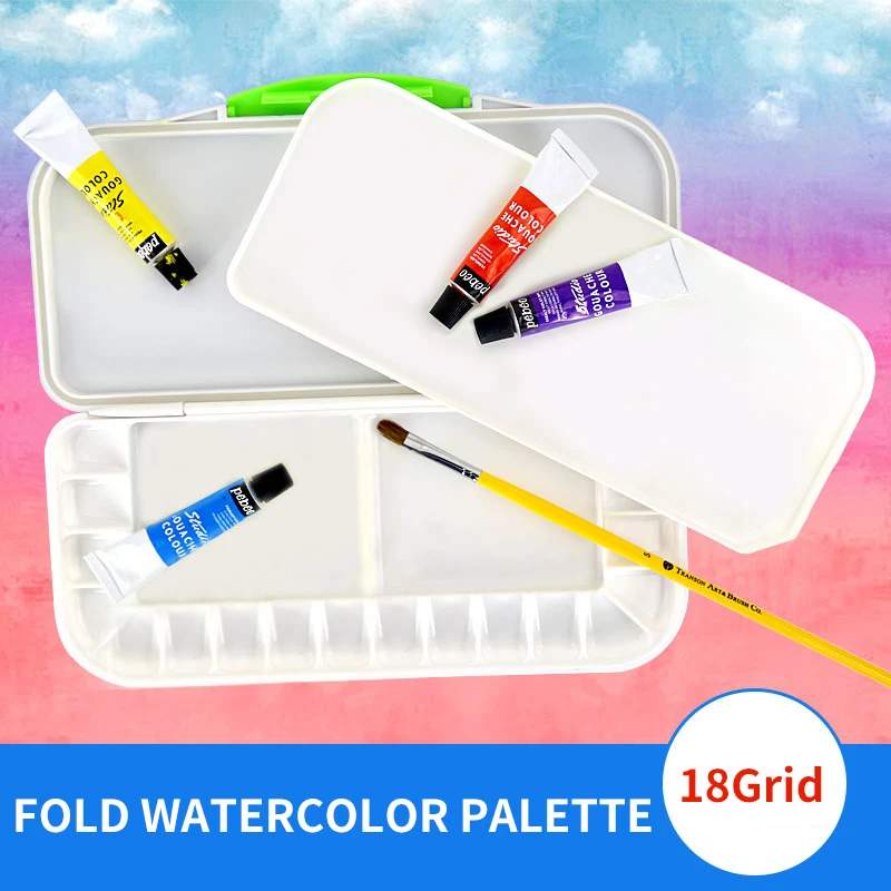 1Piece 18Grid Fold Water Color Palette Professional Art Plastic Palette Watercolor Painting For Drawing School Art Supplies
1Piece 18Grid Fold Water Color Palette Professional Art Plastic Palette Watercolor Painting For Drawing School Art Supplies