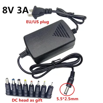 8V 3A AC DC Power Supply Adapter desktop US EU Plug 8 Volt 3000mA dc adapter adaptor 8pcs DC Power Jack Socket Connector
8V 3A AC DC Power Supply Adapter desktop US EU Plug 8 Volt 3000mA dc adapter adaptor 8pcs DC Power Jack Socket Connector