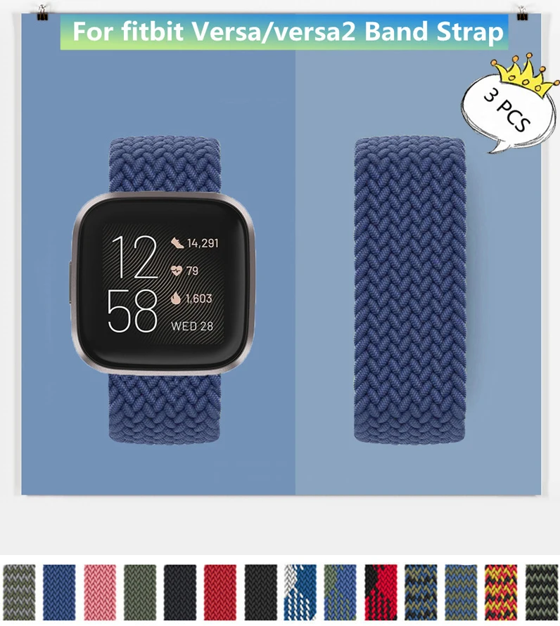 Фото Плетеный эластичный нейлоновый Браслет для Fitbit Versa /Versa 2/Versa Lite браслет часов 3