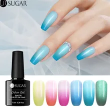 Ur açúcar 7.5ml térmica pérola concha gel unha polonês temperatura mudando a cor uv gel verniz embeber fora verniz gel da arte do prego diy(China)
