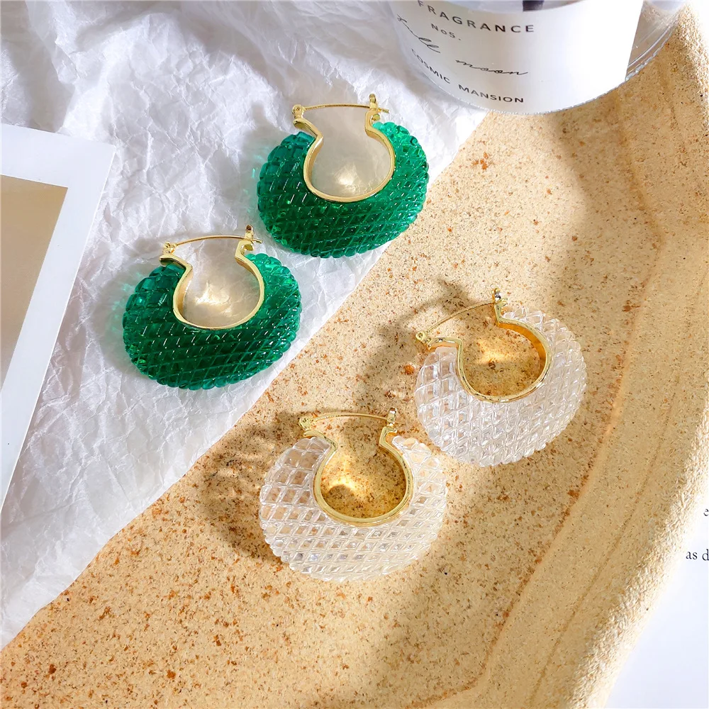 Summer Cool Green Transparent Mesh Temperament Earrings Acrylic Crystal Hoop Earrings
Summer Cool Green Transparent Mesh Temperament Earrings Acrylic Crystal Hoop Earrings