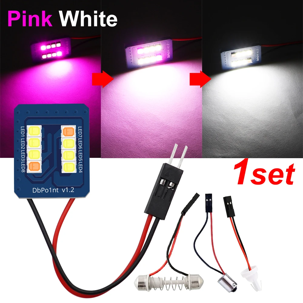T10 Festoon Ba9s LED Panel Bulb 2835 SMD Pink turn White Car Interior Lighting Dome Reading Map Trunk Lights Auto Panel Lamp
T10 Festoon Ba9s LED Panel Bulb 2835 SMD Pink turn White Car Interior Lighting Dome Reading Map Trunk Lights Auto Panel Lamp