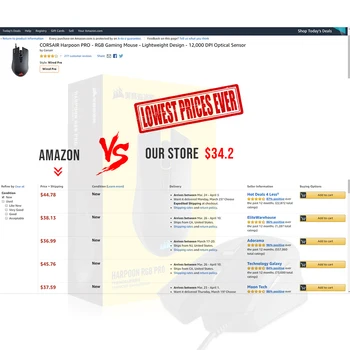 CORSAIR Harpoon PRO - RGB Gaming Mouse - Lightweight Design - 12,000 DPI Optical Sensor by Corsair
CORSAIR Harpoon PRO - RGB Gaming Mouse - Lightweight Design - 12,000 DPI Optical Sensor by Corsair