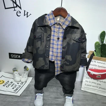Boys Stylish Clothes Sets Fashion Camouflage Leather Casual Plaid Long Sleeve Shirt Jeans Kids Tracksuit 2 3 4 5 6 Years Suit
Boys Stylish Clothes Sets Fashion Camouflage Leather Casual Plaid Long Sleeve Shirt Jeans Kids Tracksuit 2 3 4 5 6 Years Suit