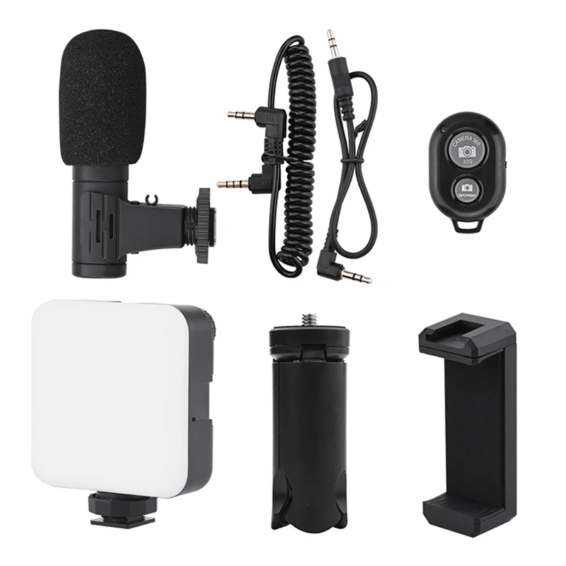 Vlogging Kit Extendable Desktop Tripod with Dimmable LED Video Light Phone Holder for Youtube Live Interview Tool | Электроника