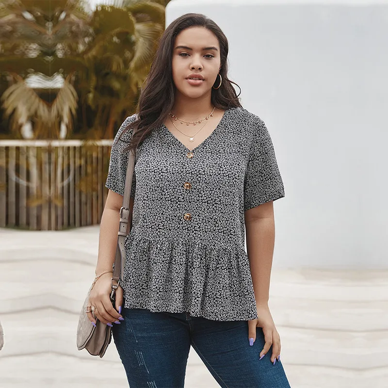Sprinng Summer Ruffles Print Blouse Women Casual V Neck Button Plus Size Short Sleeve Shirt Top 2020 New
Sprinng Summer Ruffles Print Blouse Women Casual V Neck Button Plus Size Short Sleeve Shirt Top 2020 New