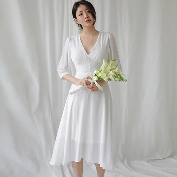 BGW HT32813 White Chiffon A Line Cocktail Dresses Three Quarter Sleeves Tea Length Robe Cocktail Longue Sirène 2020
BGW HT32813 White Chiffon A Line Cocktail Dresses Three Quarter Sleeves Tea Length Robe Cocktail Longue Sirène 2020