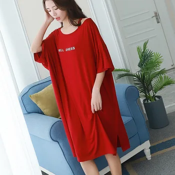 2020 Summer Plus Size Dress Women Letter Print Pyjamas Modal Short-Sleeved Off-Shoulder Nightdress Intimate Lingerie Sleepwear
2020 Summer Plus Size Dress Women Letter Print Pyjamas Modal Short-Sleeved Off-Shoulder Nightdress Intimate Lingerie Sleepwear