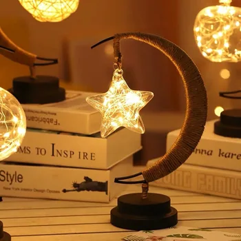 Iron Twine Moon Table Lamps Lantern Flashing Light String Light Starry Heart Copper Wire Lamp for Christmas Room Decoration Gift
Iron Twine Moon Table Lamps Lantern Flashing Light String Light Starry Heart Copper Wire Lamp for Christmas Room Decoration Gift