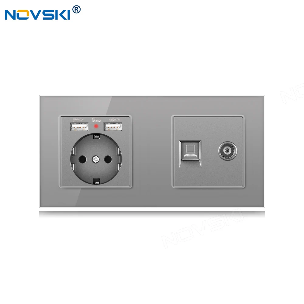 172 EU Standard DIY Double Frame Socket, Schuko Outlet 2.1A Dual USB Charging Plug, Data Socket German Bayer Base, Grey
172 EU Standard DIY Double Frame Socket, Schuko Outlet 2.1A Dual USB Charging Plug, Data Socket German Bayer Base, Grey