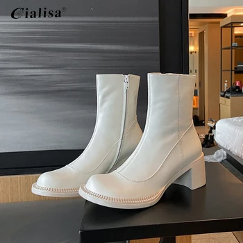 CIALISA Woman Ankle Boots High Heel Lace Up Genuine Leather Round Toe Autumn Winter Daily Boots Footwear Large Size 40-43 Shoes
CIALISA Woman Ankle Boots High Heel Lace Up Genuine Leather Round Toe Autumn Winter Daily Boots Footwear Large Size 40-43 Shoes