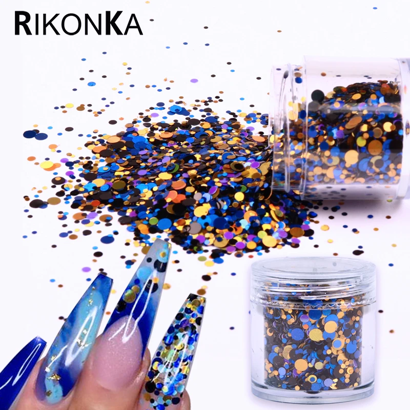 

10ML Round Shape Ultrathin Nail Glitter Sequins Flakes 1/2/3mm Mixed Sparkly Paillette For Manicure Tips Nail Art Decorations