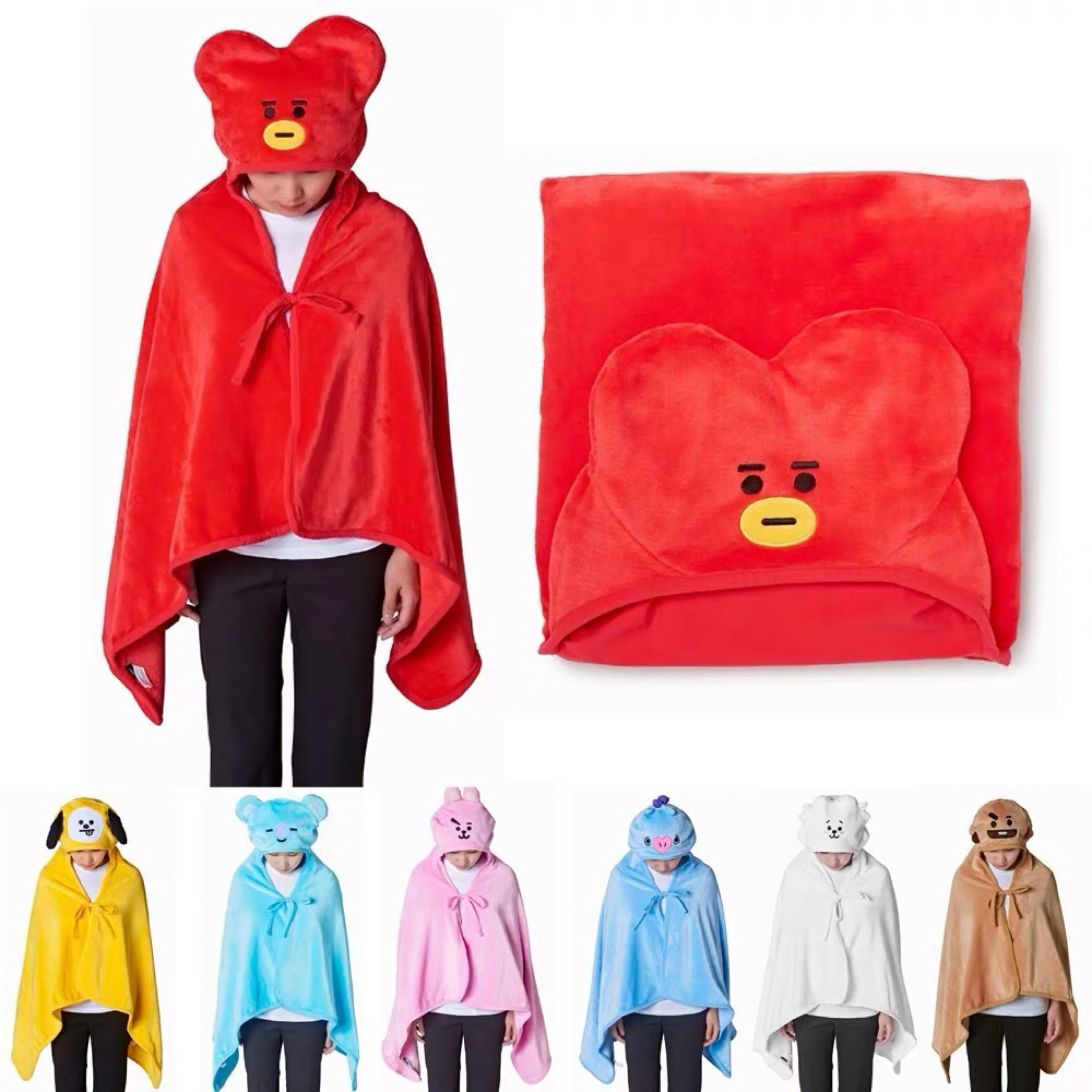 Korea kpop idol plush Hooded Blanket TATA VAN COOKY CHIMMY SHOOKY KOYA RJ MANG Outing cloak
Korea kpop idol plush Hooded Blanket TATA VAN COOKY CHIMMY SHOOKY KOYA RJ MANG Outing cloak
