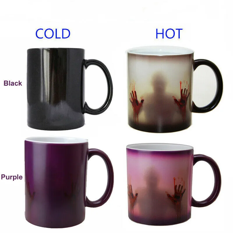 Фото Hot Cold Changing Color Mug Coffee Magic Cup Halloween Creative Gift | Дом и сад