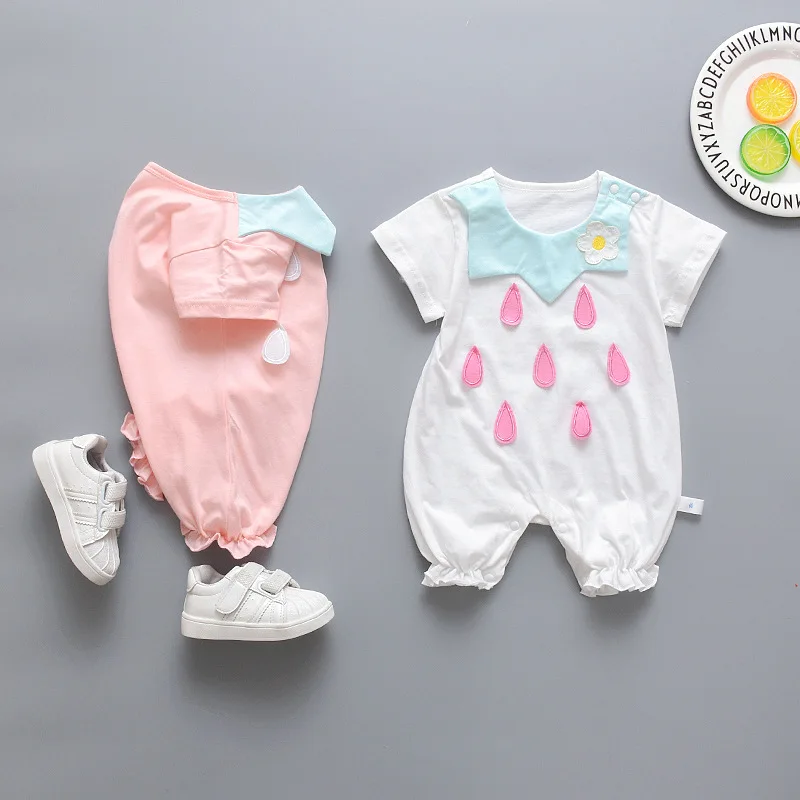 Летняя одежда для новорожденных девочек пуловер комбинезон Комбинезоны
