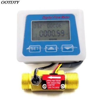 Digital Lcd Display Water Flow Sensor Meter Flowmeter Rotameter Temperature