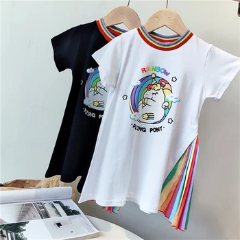 Summer 2020 New Baby Kids Short-sleeved Dresses for Girls Cartoon Unicorn Print Rainbow Chiffon A-line Dress
Summer 2020 New Baby Kids Short-sleeved Dresses for Girls Cartoon Unicorn Print Rainbow Chiffon A-line Dress