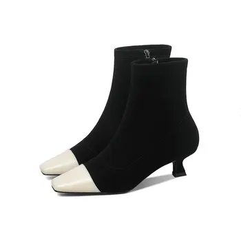 2020 Genuine Leather 4.5cm High Heels boots patchwork square Toe Handmade Shoes For Women Wedding dress Shoes Woman
2020 Genuine Leather 4.5cm High Heels boots patchwork square Toe Handmade Shoes For Women Wedding dress Shoes Woman