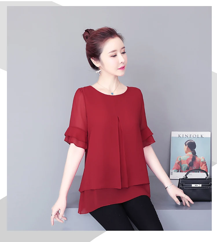Women Blouses Solid 2020 Summer New Short- Sleeve V-Neck Lace up Shirt Female Chiffon Womens Plus Size Tops Slim Clothing NS4544 Women Blouses Solid 2020 Summer New Short- Sleeve V-Neck Lace up Shirt Female Chiffon Womens Plus Size Tops Slim Clothing NS4544