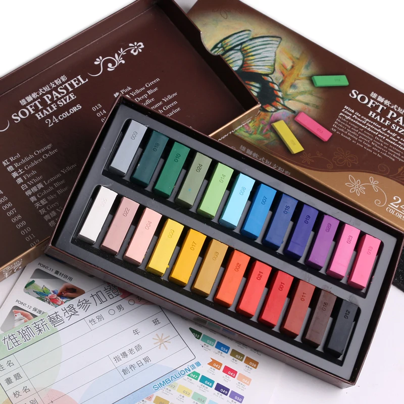 Soft Pastel Set Half Size Smooth 24 Color Chalk Pencil Crayon for Drawing Painting Lining Coloring Art School Blackboard 6885
Soft Pastel Set Half Size Smooth 24 Color Chalk Pencil Crayon for Drawing Painting Lining Coloring Art School Blackboard 6885