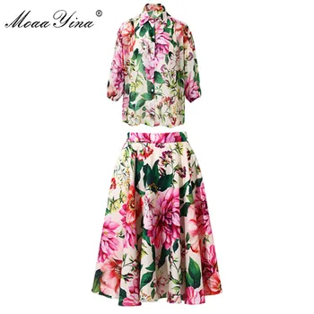 MoaaYina Fashion Designer Set Spring Women Silk Shirt Tops+Skirt Elegant Floral-Print Two-piece set 
MoaaYina Fashion Designer Set Spring Women Silk Shirt Tops+Skirt Elegant Floral-Print Two-piece set