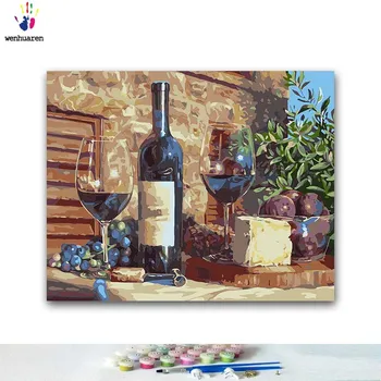 DIY Coloring paint by numbers Fruit and wine on the table paintings by numbers with kits 40x50 framed 
DIY Coloring paint by numbers Fruit and wine on the table paintings by numbers with kits 40x50 framed
