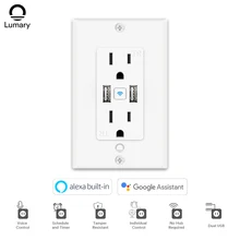 Lumary Smart Outlet Wi-Fi Outlet in Wall with 2 USB Ports Works with Alexa Google Home Remote Control Requires 2.4 GHz
Lumary Smart Outlet Wi-Fi Outlet in Wall with 2 USB Ports Works with Alexa Google Home Remote Control Requires 2.4 GHz