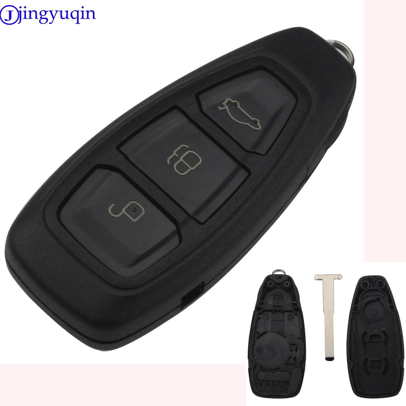 jingyuqin 3 Button Car Key Shell with Insert Blade Replacement Smart for Ford Mondeo Fiesta Focus Titanium C-Max Kuga Refit | Автомобили и