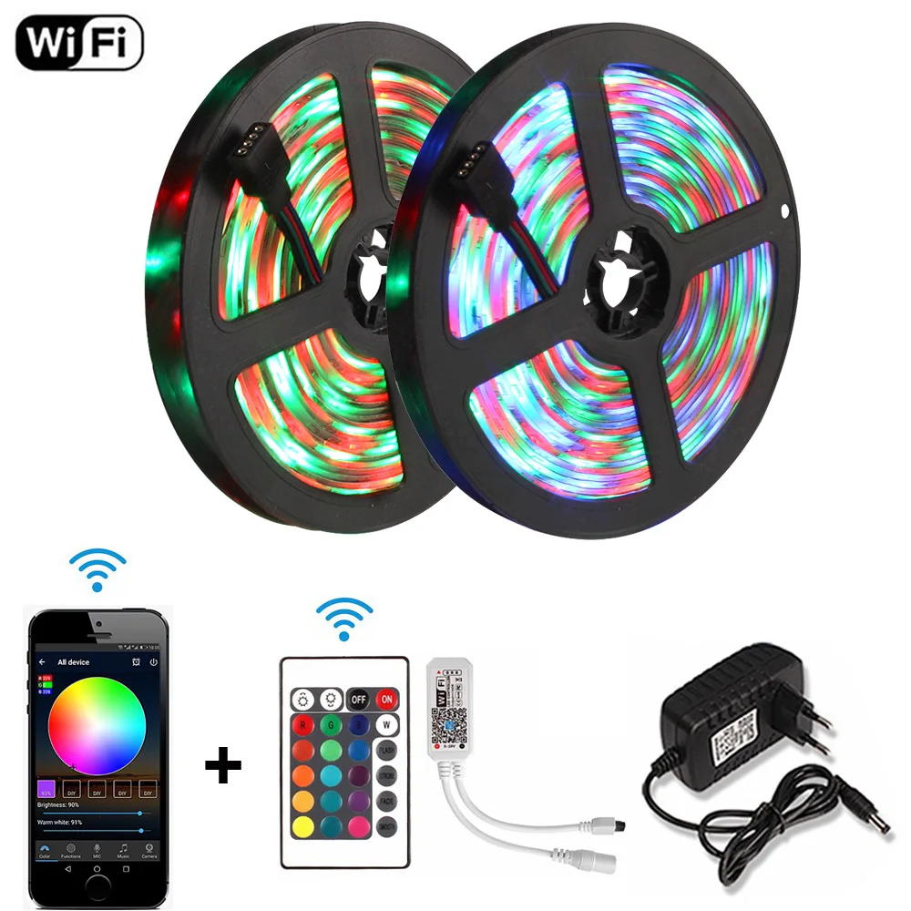 5m 10m 15m WiFi RGB LED Strip Lights SMD 2835 DC 12V Waterproof Diode Tape Flexible Neon Tira Led 24Keys Contoller +Adapter Plug
5m 10m 15m WiFi RGB LED Strip Lights SMD 2835 DC 12V Waterproof Diode Tape Flexible Neon Tira Led 24Keys Contoller +Adapter Plug
