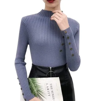 Women Elegant New Style Fashion Design Neck Long Sleeve Knit Sweater Turtleneck Sweater Bottoming Shirt Slim Long-Sleeved 
Women Elegant New Style Fashion Design Neck Long Sleeve Knit Sweater Turtleneck Sweater Bottoming Shirt Slim Long-Sleeved