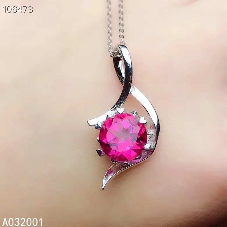 Женское Ожерелье с натуральным розовым топазом из серебра 925 пробы | Украшения и