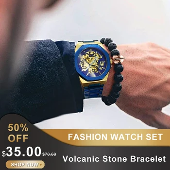 WINNER Official Fashion Watch Set Automatic Mechanical Watch Volcanic Lava Stone Beads Bracelet Gift INS Hot Watches dropship 
WINNER Official Fashion Watch Set Automatic Mechanical Watch Volcanic Lava Stone Beads Bracelet Gift INS Hot Watches dropship
