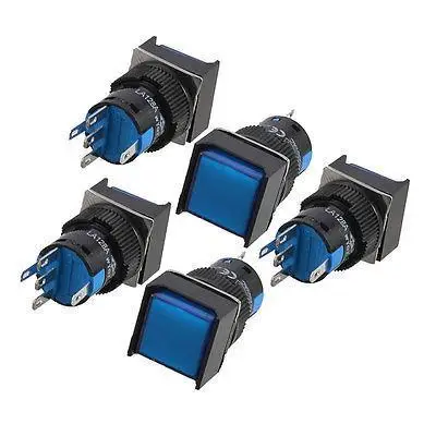 5 Pcs Blue Square Cap DC 12V Light 1P2T 5 Terminals Push Button Switch
5 Pcs Blue Square Cap DC 12V Light 1P2T 5 Terminals Push Button Switch