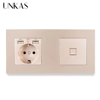 UNKAS 3 Colors Plastic Panel EU Standard Electric Socket with 2 USB + 1 Gang RJ45 Internet Jack CAT5E Connector 172*86mm Outlet
UNKAS 3 Colors Plastic Panel EU Standard Electric Socket with 2 USB + 1 Gang RJ45 Internet Jack CAT5E Connector 172*86mm Outlet