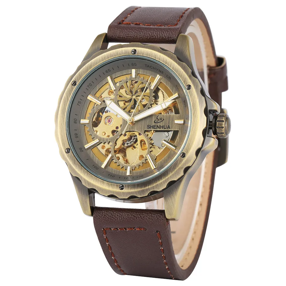 Bronze/Black Steel Case Mechanical Men Watch Skeleton Self Winding Mens Watches Automatic Timepiece New Arrival 2019 
Bronze/Black Steel Case Mechanical Men Watch Skeleton Self Winding Mens Watches Automatic Timepiece New Arrival 2019