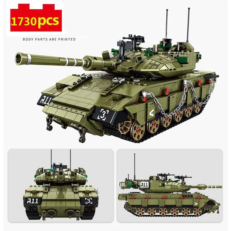 Military-series-Israeli-Army-Merkava-Main-Battle-Tank-MK4-Simuln-tank-model-Building-Blocks-Toys-Gifts