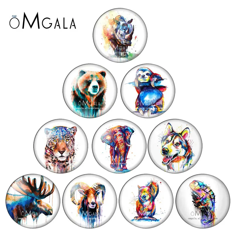 

Lovely Animals Oil Painting Art 10mm/12mm/14mm/16mm/18mm/20mm/25mm Round photo glass cabochon demo flat back Making findings