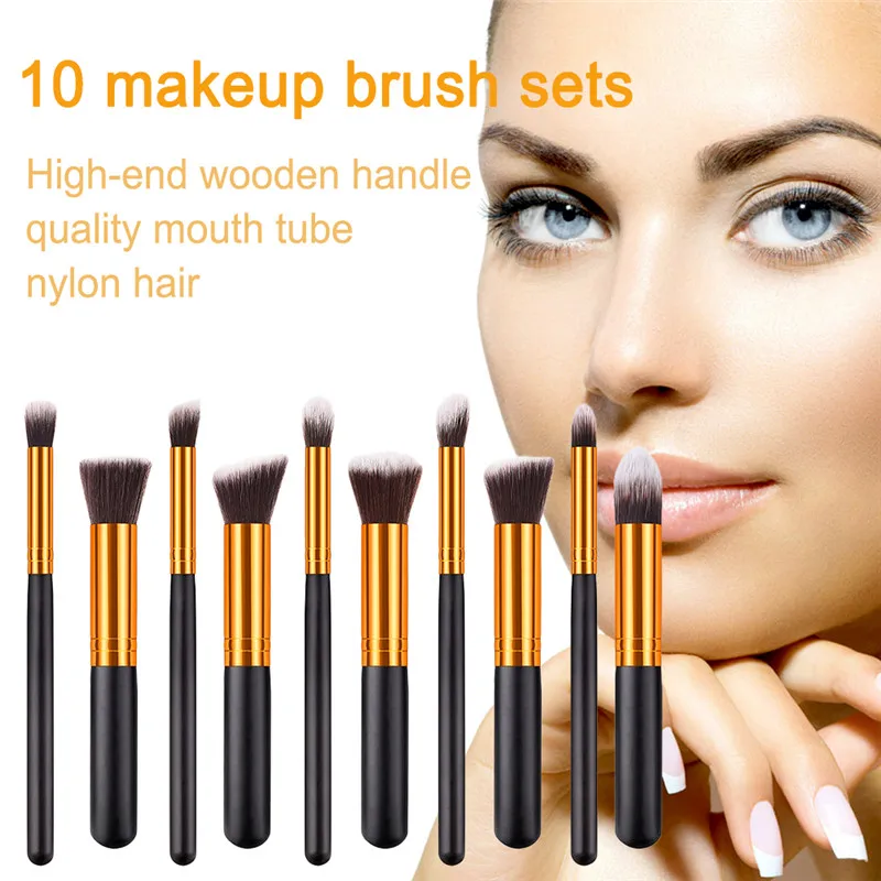 10 Pcs/Set Silver/Golden Makeup Brushes Set pincel maquiagem Cosmetics maquillaje Tool Powder Eyeshadow Cosmetic Sets | Красота и