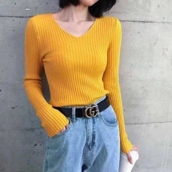 11 Colors New Women's Clothing Elegant V-neck Long-sleeved Knit Tops Basic Pullover Harajuku Casual Sweater Mujer
11 Colors New Women's Clothing Elegant V-neck Long-sleeved Knit Tops Basic Pullover Harajuku Casual Sweater Mujer
