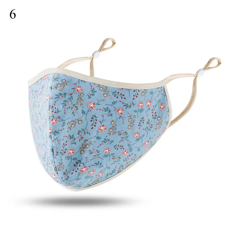 Breathable Summer Adjustable Washable Masks Ear Buckle Floral Printed Mouth Masks Women Retro Mouth-muffle Wholesale Face Covers